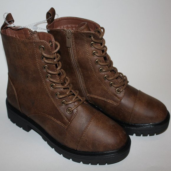Forever Shoes - Forever Tan Brown Notice-09 Lace-Up Boots Womens 8